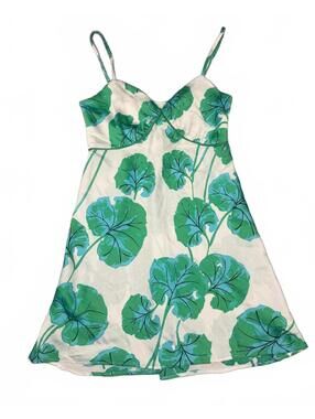 Diane Von Furstenberg x Target Mini Dress XXS Green Leaf Print Slip Dress